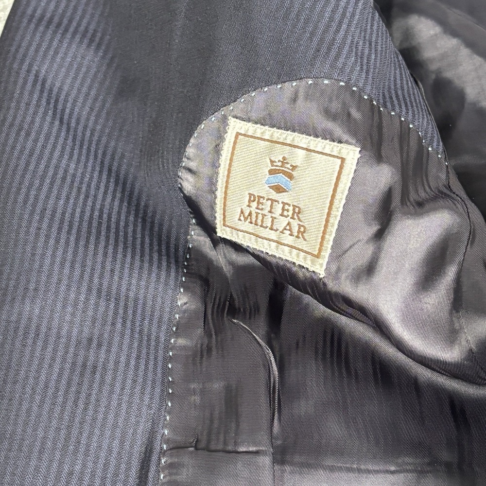 Peter Millar Dual Vent Notched Lapel 100% Wool Blue Pinstripe Blazer Jacket 40R - Picture 4 of 11
